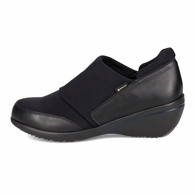 【GORE-TEX】マドラスウォーク madras Walk 「Recovery Shiatsu Insole」搭載で指圧効果により血行をよくする。 シンプルなデザインでさまざまなスタイルに合わせやすい！通勤・きれい目 ゴアテックススリッポンスニーカー MWL1008R BLACK 23.0