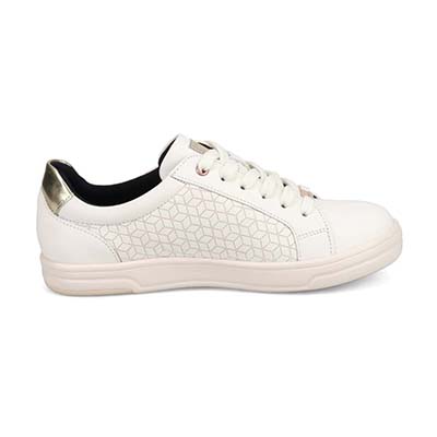 【GORE-TEX】マドラスウォーク madras Walk　幾何学模様レースアップ レザースニーカー  MWL1022C WHITE-METALLIC 23