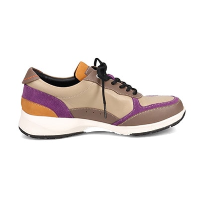 【GORE-TEX】マドラスウォーク madras Walk 「Recovery Shiatsu Insole」搭載で指圧効果により血行をよくする。旅行に最適 ウォーキングレザースニーカー　MWL1204R BEIGE/PURPLE 23.0