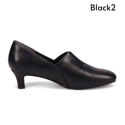テーン tehen 柔らかなストレッチ素材が甲にやさしくフィット　甲深ストレッチパンプス  TN1781 Black2（ヒール部分：無地 黒合成皮革） 23.0