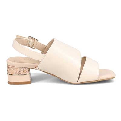 テーン tehen オシャレなヒールもポイント。甲深アシンメトリーカットサンダル　TN1794V IVORY 23.0