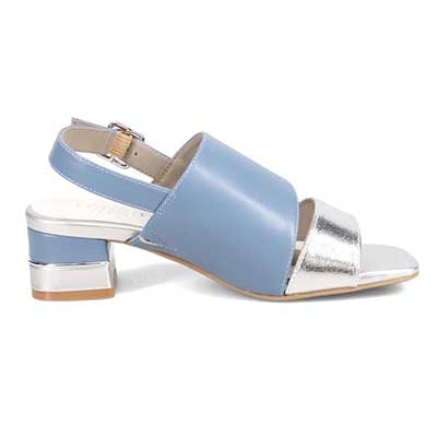 テーン tehen オシャレなヒールもポイント。甲深アシンメトリーカットサンダル　TN1794V SILVER/BLUE 23.0