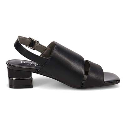 テーン tehen オシャレなヒールもポイント 甲深アシンメトリーカットサンダル　TN1794 BLACK/C 23.0
