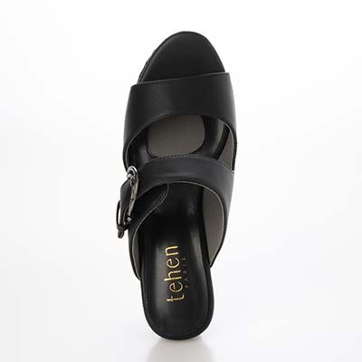 テーン tehen 旬の素材感とメタルパーツが織りなす、洗練された大人のリゾートスタイル。ウェッジ ミュールサンダル　TN1809 BLACK 23.0