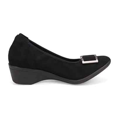 【撥水仕様】テーン tehen 5cmヒールのバックルパンプス TN4030 BLACK-SILKY M(23.0cm相当)