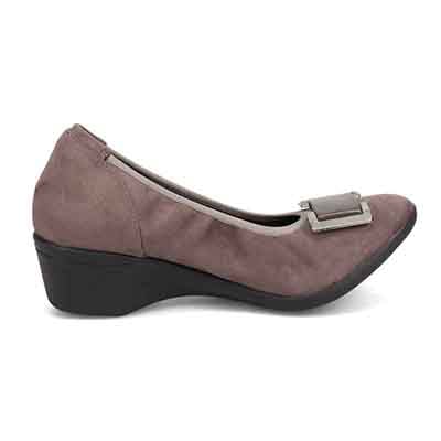 【撥水仕様】テーン tehen 5cmヒールのバックルパンプス TN4030 GRAY-SILKY M(23.0cm相当)