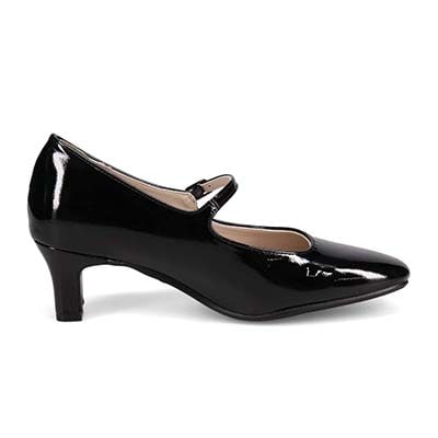 テーン tehen 甲ストラップ付　5.5cmヒールベーシックパンプス　TN5514 BLACK-ENAMEL 23