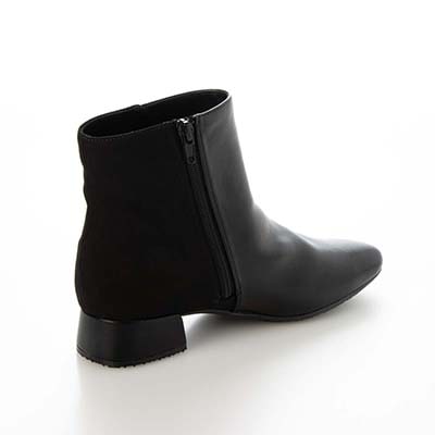 【撥水加工】テーン tehen スクエアトゥショートブーツ｜きらり金具がアクセント◎上品×歩きやすい大人のきれいめブーツ　スクエアトゥショートブーツ　TN6704 BLACK 23.0