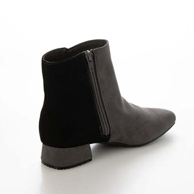 【撥水加工】テーン tehen スクエアトゥショートブーツ｜きらり金具がアクセント◎上品×歩きやすい大人のきれいめブーツ　スクエアトゥショートブーツ　TN6704 GRAY/C 23.0