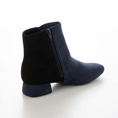 【撥水加工】テーン tehen スクエアトゥショートブーツ｜きらり金具がアクセント◎上品×歩きやすい大人のきれいめブーツ　スクエアトゥショートブーツ　TN6704 NAVY/C 23.0