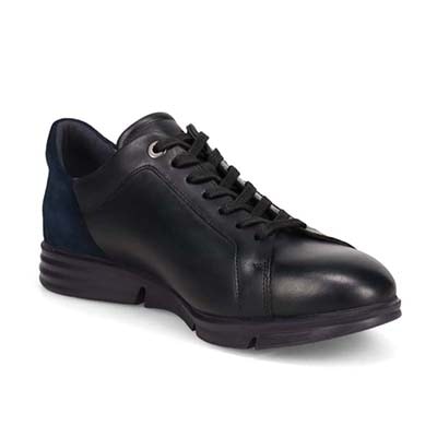 ランバンオンブルー LANVIN en Bleu 「リカバリーインソール」搭載で指圧効果により血行を115％促進。 レースアップ レザースニーカー  086493R BLACK 25.0