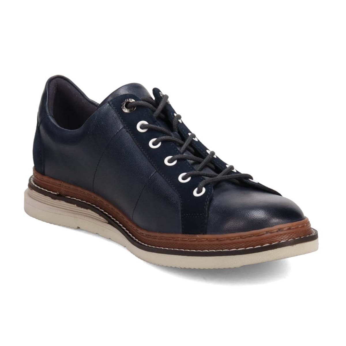 ランバンオンブルー LANVIN en Bleu  レースアップコンビネーションレザースニーカー　86553 D-GRAY 25.0