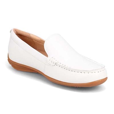【撥水仕様】モデロ MODELLO 「Recovery Shiatsu Insole」搭載で指圧効果により血行をよくする。Recoveryスクエアトゥ モカシンシューズ  DML5500R WHITE 23.0