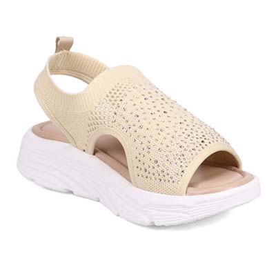 モデロ MODELLO ラインストーンが華やかなニットサンダル　DML6055 BEIGE 23.0