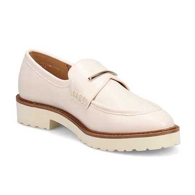 【撥水仕様】モデロ MODELLO 「リカバリーインソール」搭載で指圧効果により血行を115％促進。バー金具付きのRecovery厚底ローファー　DML6061R IVORY 23.0