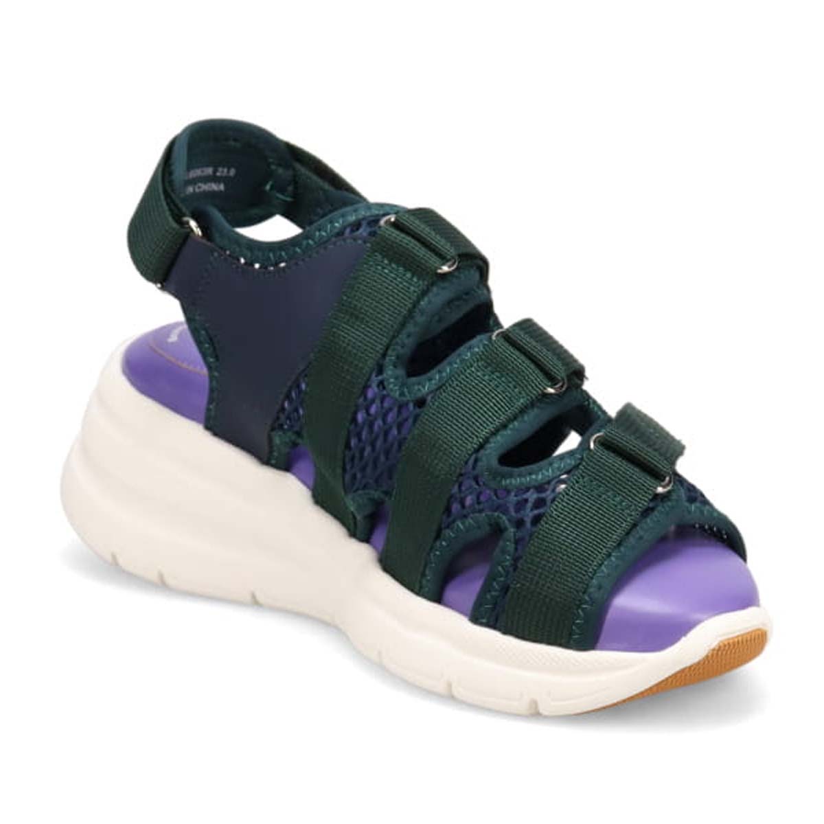 モデロ MODELLO 「リカバリーインソール」搭載で指圧効果により血行を115％促進。Recovery３本ベルトヒールアップスポーツサンダル　DML6063R NAVY 23.0