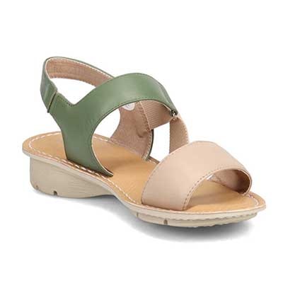 定番モールドソールで歩きやすく♪太めステッチがポイント♪カジュアルサンダル DML7115 GREEN/BEIGE M　(23.0～23.5)