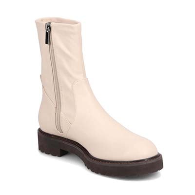 【撥水仕様】モデロ MODELLO 3.5cmヒール タンクソールショートブーツ  DML8820 IVORY 23.0