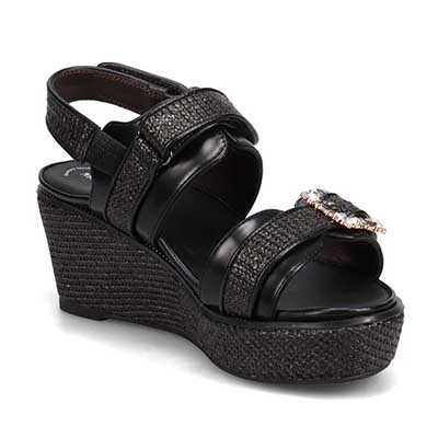 モデロ MODELLO 「リカバリーインソール」搭載で指圧効果により血行を115％促進。Recoveryエレガンスカジュアルサンダル　DML8830R BLACK M　(23.0～23.5)