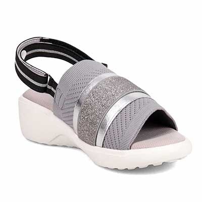 エル スポーツ ELLESPORT ウェッジニットサンダル　ESP10688 GRAY 23.0