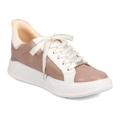 【4cm4時間防水設計】エル スポーツ ELLESPORT スッと履けるクイックフィット　レイン仕様  コートスニーカー　ESP12591 BEIGE/C 23.0