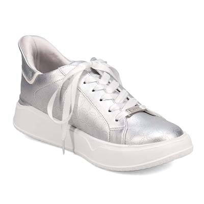 【4cm4時間防水設計】エル スポーツ ELLESPORT スッと履けるクイックフィット　レイン仕様  コートスニーカー　ESP12591 SILVER 23.0