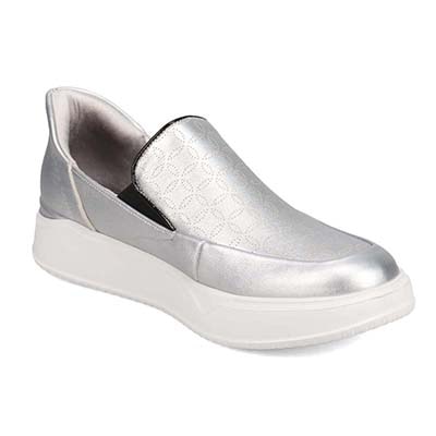 【4cm4時間防水設計】エル スポーツ ELLESPORT  スッと履けるクイックフィット　レイン仕様  スリッポンスニーカー　ESP12592 SILVER 23.0