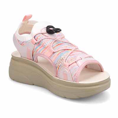 エル スポーツ ELLESPORT 　レースアップニット厚底スポーツサンダル　ESP12608 PINK-MULTI M（23～23.5ｃｍ）