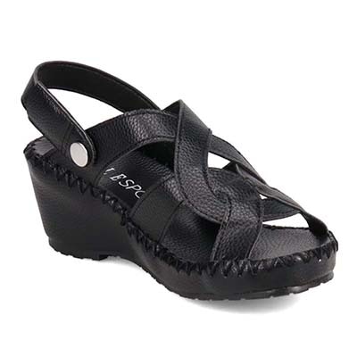 エル スポーツ ELLESPORT 2WAYウェッジサンダル　ESP12738 BLACK 23.0