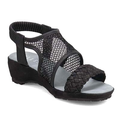 エル スポーツ ELLESPORT メッシュ調ウェッジサンダル　ESP12740 BLACK 23.0