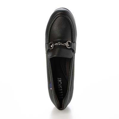 エル スポーツ ELLESPORT  ウェッジヒールで歩きやすい♪足馴染み抜群のソフトストレッチ素材  ビットローファー　ESP14710 BLACK 23.0