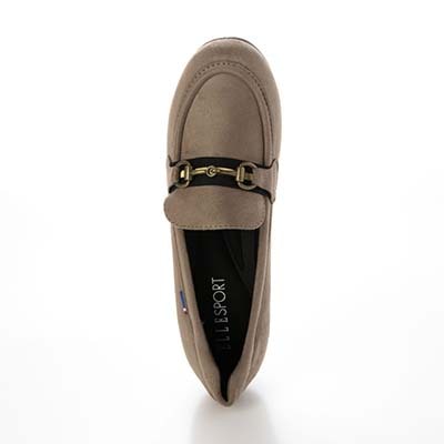 エル スポーツ ELLESPORT  ウェッジヒールで歩きやすい♪足馴染み抜群のソフトストレッチ素材  ビットローファー　ESP14710 OAK-SILKY 23.0