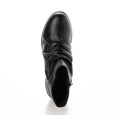 エル スポーツ ELLESPORT  軽くて歩きやすい、スエード調素材のエレガントな一足  軽量ウェッジショートブーツ　ESP14711 BLACK 23.0