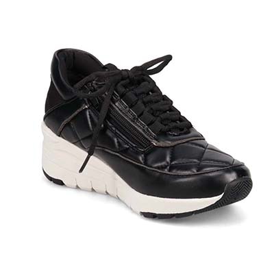 【撥水加工】HIROKO KOSHINO ヒールアップスニーカー  HKL1202 BLACK 23.0