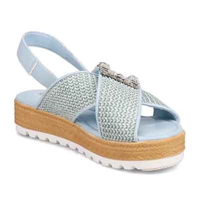 HIROKO KOSHINO 大人可愛いジュート調 グリッターサンダル　HKL1500 BLUE M　(23.0～23.5)