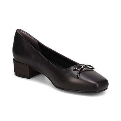 HIROKO KOSHINO　メタルリボンの上品さと歩きやすさを両立したスクエアトゥパンプス　HKL2700 BLACK 23.0