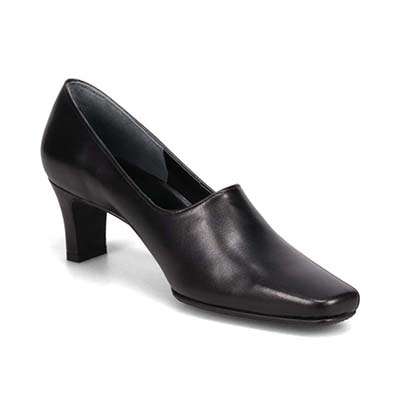 HIROKO KOSHINO ソフトな足あたり サイドのカッティングが綺麗なスクエアトゥパンプス HKL4506 BLACK 23.0