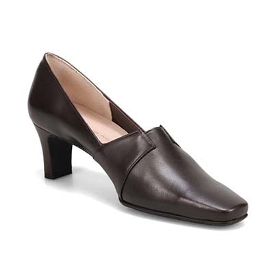 HIROKO KOSHINO ソフトな足あたり サイドのカッティングが綺麗な甲深デザインパンプス HKL4507 D-BROWN 23.0