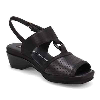 HIROKO KOSHINO バックストラップウェッジサンダル　HKL7528 BLACK M　(23.0～23.5)