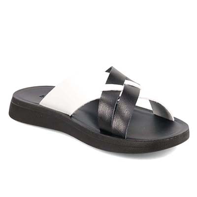 HIROKO KOSHINO HOMME  メンズ フラットサンダル　HR5911 BLACK/WHITE M（25～25.5）