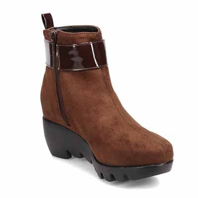 【撥水加工】HIROKO KOSHINO FEMME　ウェーブソール カジュアルショートブーツ　HRL1002 BLACK-SILKY M　(23.0～23.5)