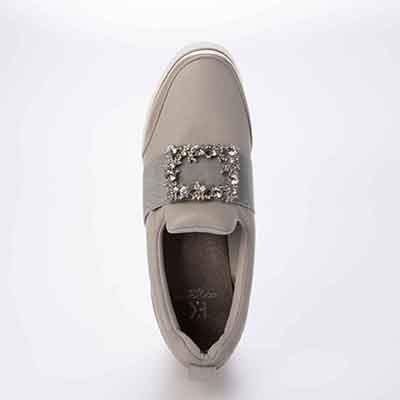 【撥水加工】HIROKO KOSHINO FEMME　ビジューオーナメントが綺麗なエレガンスカジュアルシューズ　HRL1004 L-GRAY M　(23.0～23.5)