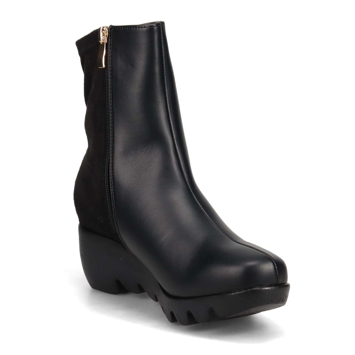 【撥水加工】HIROKO KOSHINO FEMME　ウエーブウエッジソールブーツ　HRL1009 GRAY-SILKY M　(23.0～23.5)