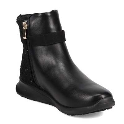 【撥水加工】HIROKO KOSHINO FEMME　防滑仕様デザインショートブーツ　HRL2011 BLACK/C 23.0