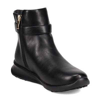 【撥水加工】HIROKO KOSHINO FEMME　防滑仕様デザインショートブーツ　HRL2011 BLACK 23.0