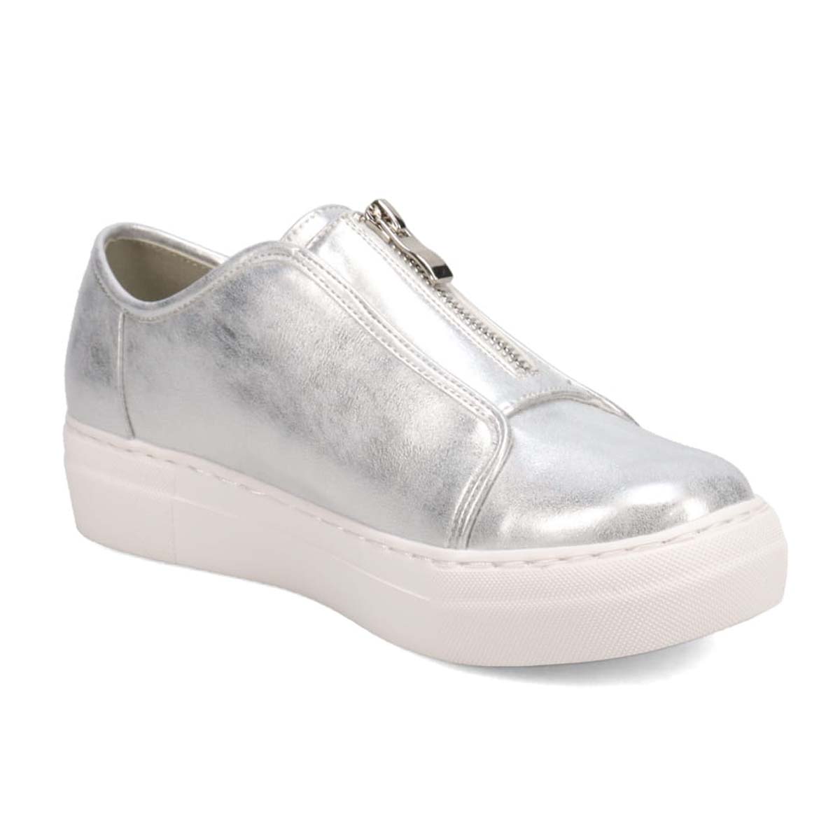 HIROKO KOSHINO FEMME センターファスナーで履きやすいスニーカー　HRL2017 SILVER 23.0