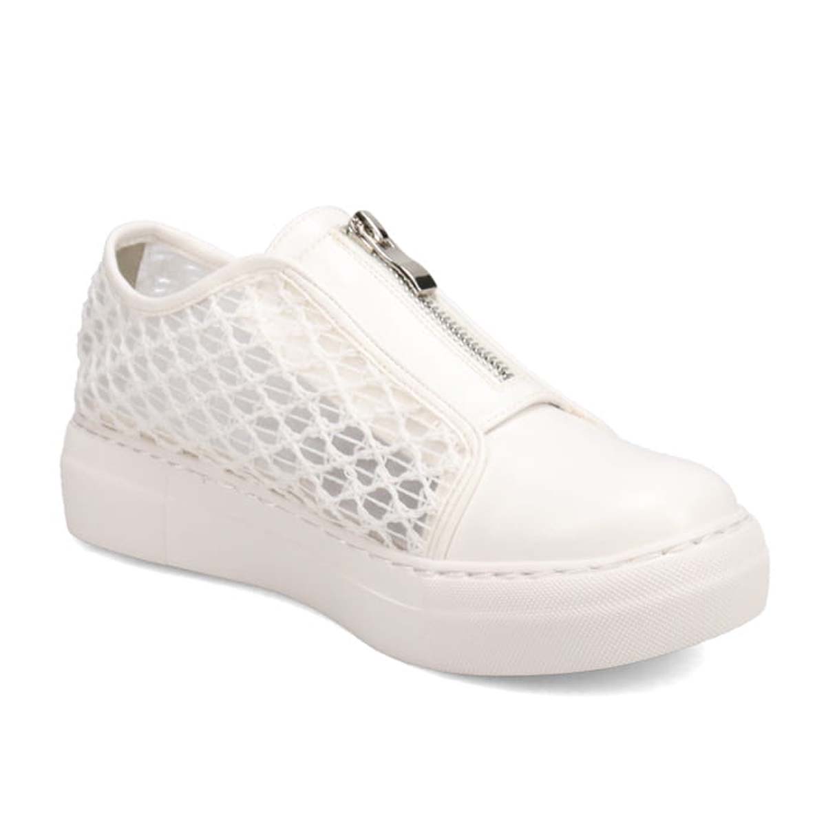 HIROKO KOSHINO FEMME センターファスナーで履きやすいスニーカー　HRL2017 WHITE/C 23.0