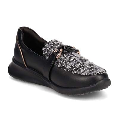 【防滑】HIROKO KOSHINO FEMME　グラスファイバー入り寒冷地用ソールの上品なローファー　HRL2022 BLACK/C 23.0