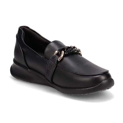 【防滑】HIROKO KOSHINO FEMME　グラスファイバー入り寒冷地用ソールの上品なローファー　HRL2022 BLACK 23.0