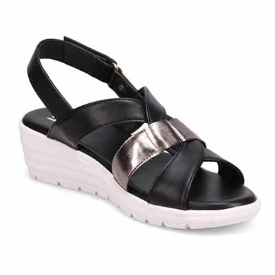 HIROKO KOSHINO FEMME クロスベルトウェッジサンダル HRL2028 BLACK 23.0